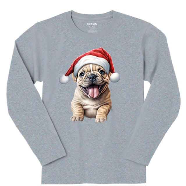 Festive French Bulldog  Long Sleeve